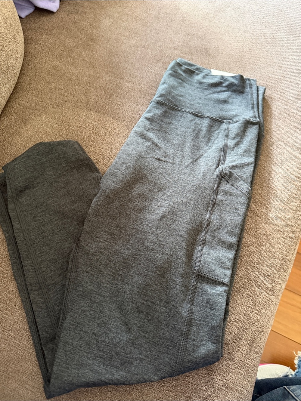 Women's High-Waist Grey Track Joggers with Side Pocket